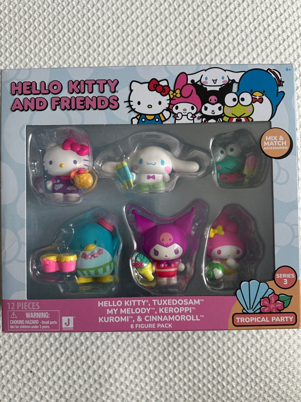 Hello Kitty Friends Tropical Party Figure Set - Pink, White & Blue